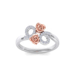 Load image into Gallery viewer, Rose Garden ring in white gold with white diamond of 0.17 ct in weight