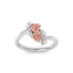 Load image into Gallery viewer, Rose Garden ring in white gold with white diamond of 0.07 ct in weight