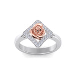 Load image into Gallery viewer, Rose Garden ring in white gold with white diamond of 0.19 ct in weight