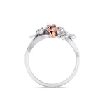 Load image into Gallery viewer, Rose Garden ring in white gold with butterflies with white diamond of 0.12 ct in weight