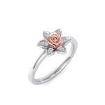 Load image into Gallery viewer, Rose Garden ring in white gold with white diamond of 0.09 ct in weight