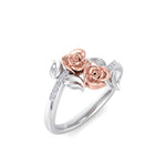 Load image into Gallery viewer, Rose Garden ring in white gold with white diamond of 0.07 ct in weight