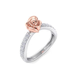 Load image into Gallery viewer, Rose Garden ring in white gold with white diamond of 0.25 ct in weight
