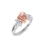 Load image into Gallery viewer, Rose Garden ring in white gold with white diamond of 0.04 ct in weight