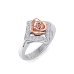 Load image into Gallery viewer, Rose Garden ring in white gold with white diamond of 0.19 ct in weight