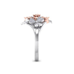Load image into Gallery viewer, Rose Garden ring in white gold with butterflies with white diamond of 0.12 ct in weight