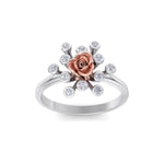 Load image into Gallery viewer, Rose Garden ring in white gold with white diamond of 0.12 ct in weight