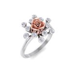 Load image into Gallery viewer, Rose Garden ring in white gold with white diamond of 0.12 ct in weight