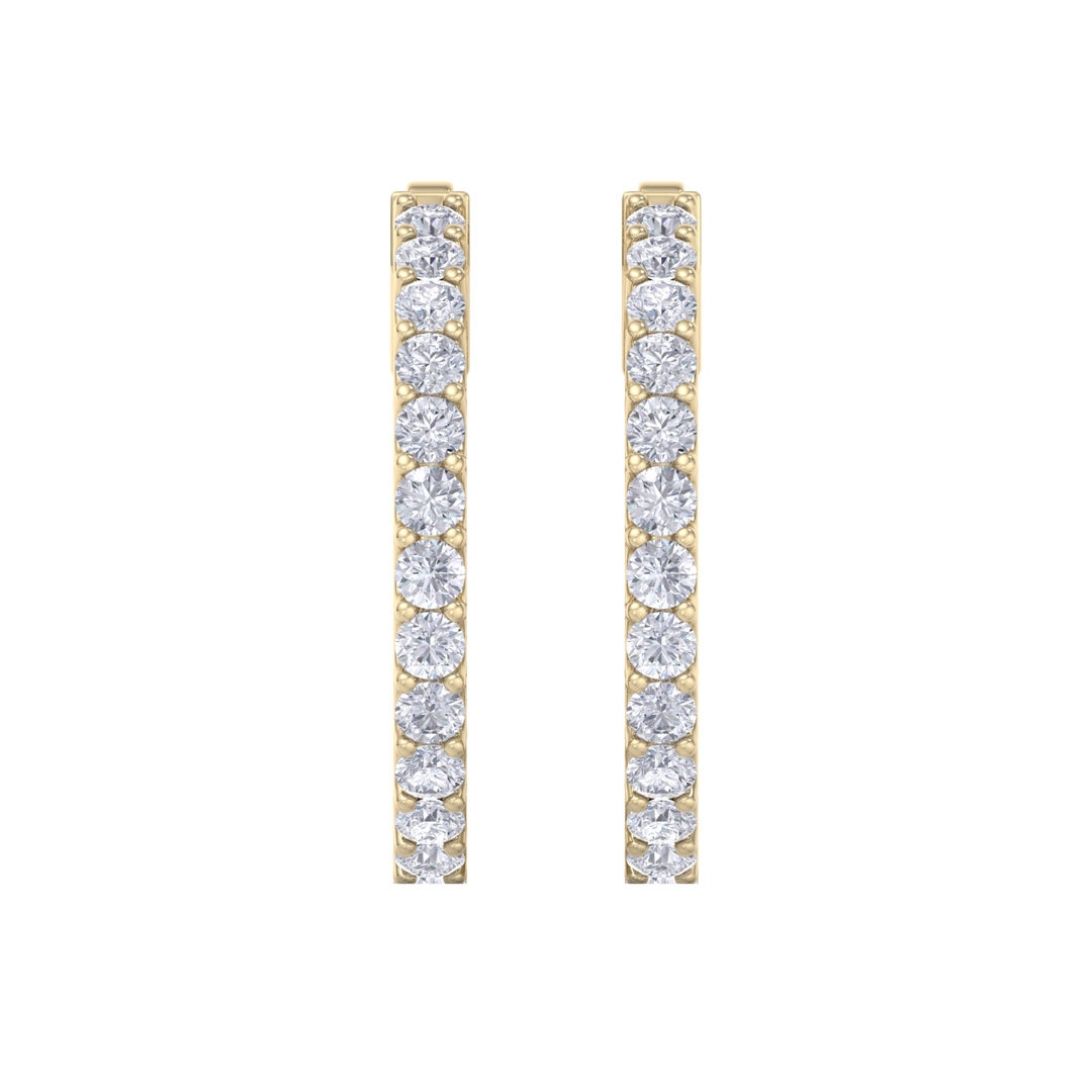 Diamond eternity hoop earrings in yellow gold with white diamonds of 4.00 ct in weight