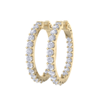 Load image into Gallery viewer, Diamond eternity hoop earrings in rose gold with white diamonds of 4.00 ct in weight