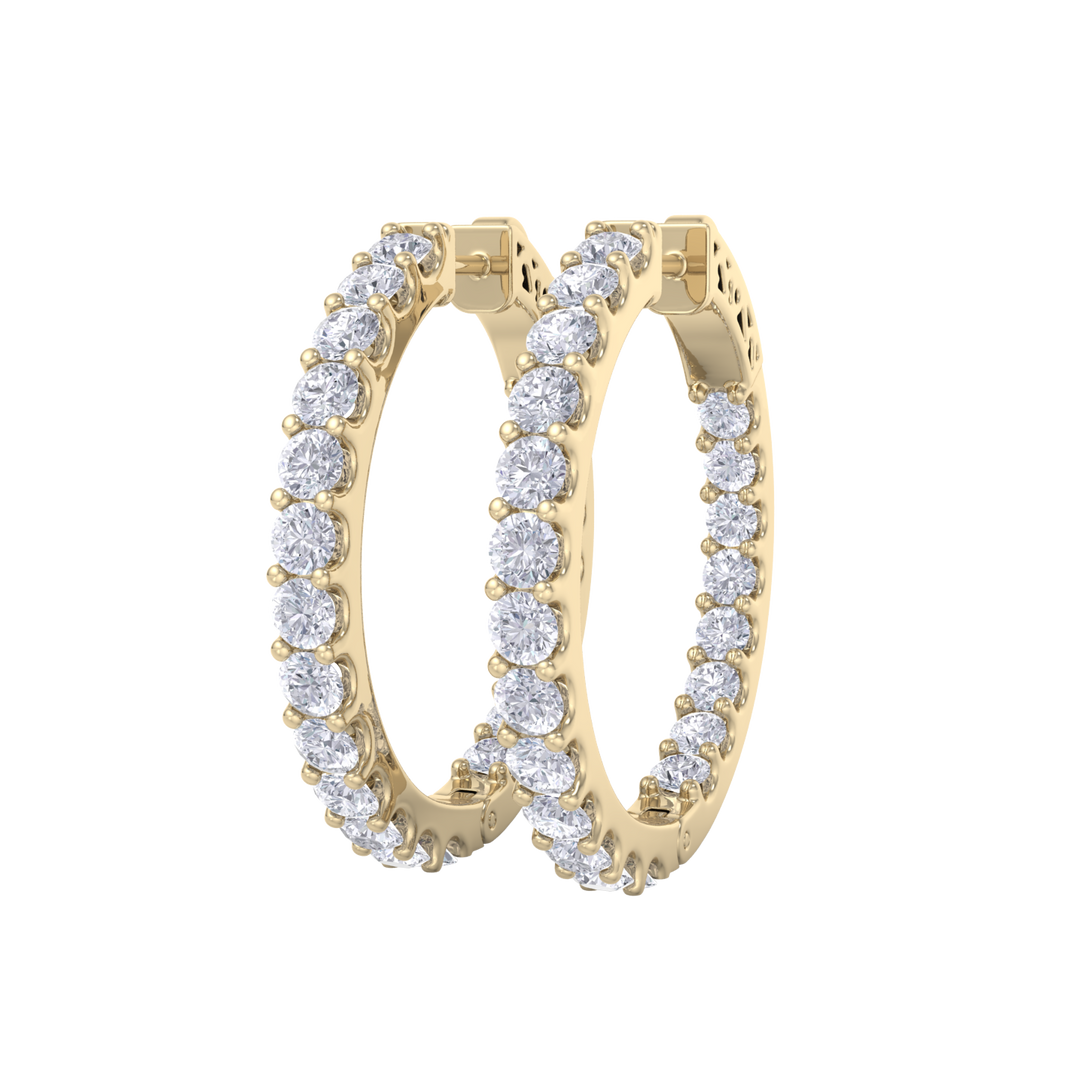 Diamond eternity hoop earrings in rose gold with white diamonds of 4.00 ct in weight