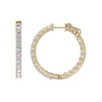 Load image into Gallery viewer, Diamond eternity hoop earrings in yellow gold with white diamonds of 4.00 ct in weight