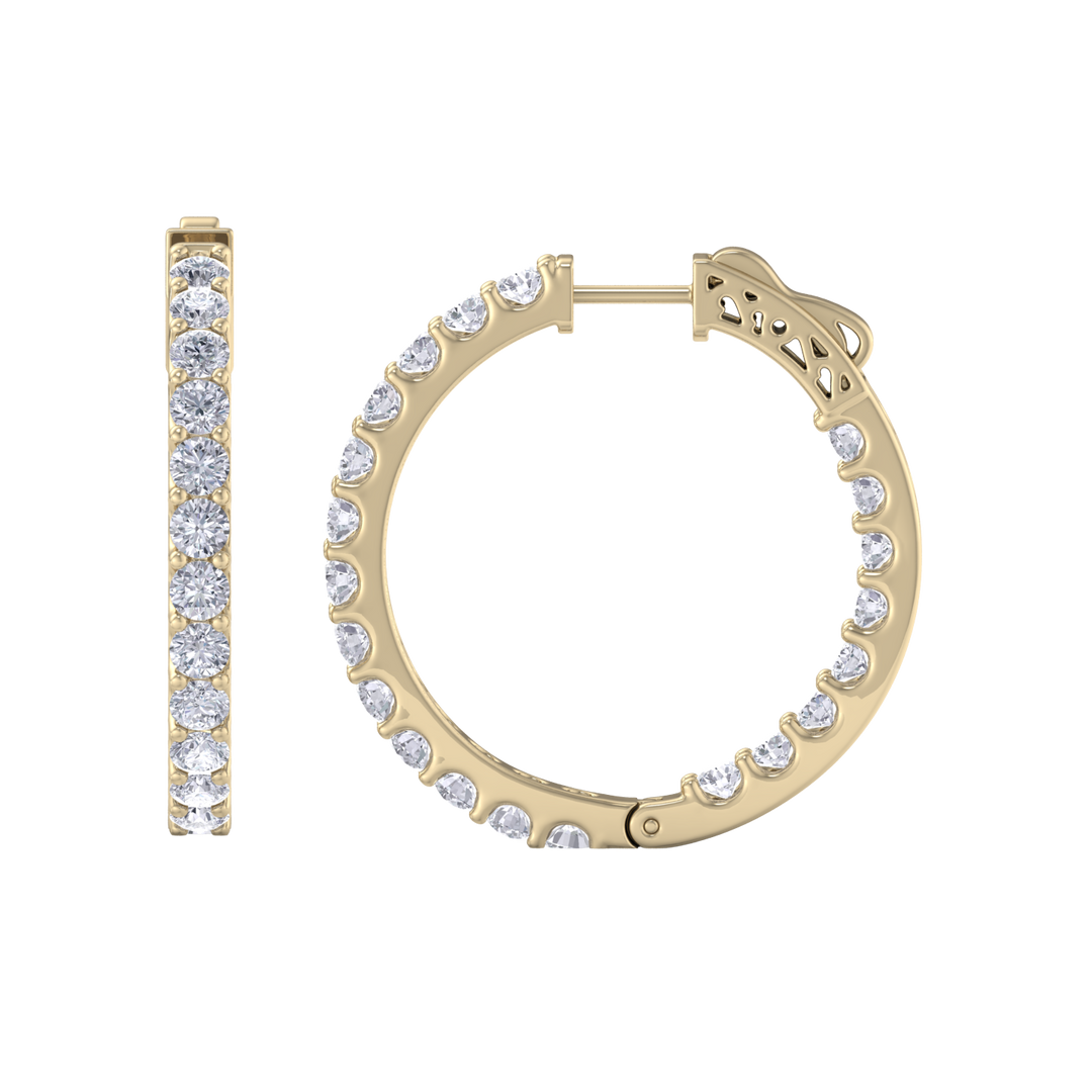 Diamond eternity hoop earrings in rose gold with white diamonds of 4.00 ct in weight