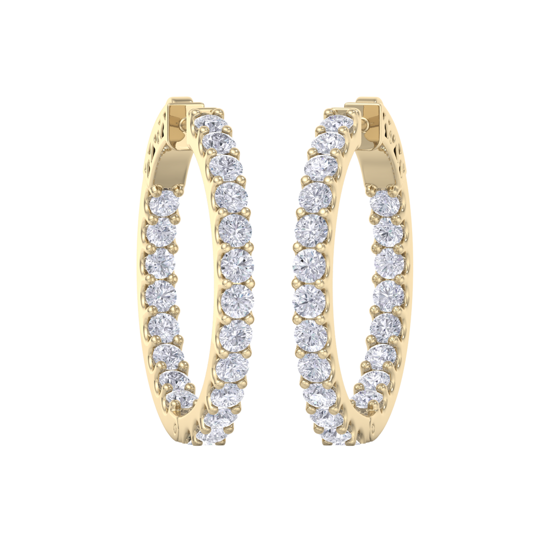 Diamond eternity hoop earrings in yellow gold with white diamonds of 4.00 ct in weight