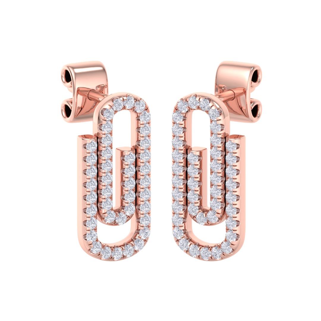 Diamond link earrings in white gold with white diamonds of 0.33 ct in weight