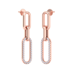 Load image into Gallery viewer, Diamond chain link earrings in rose gold with white diamonds of 0.25 ct in weight