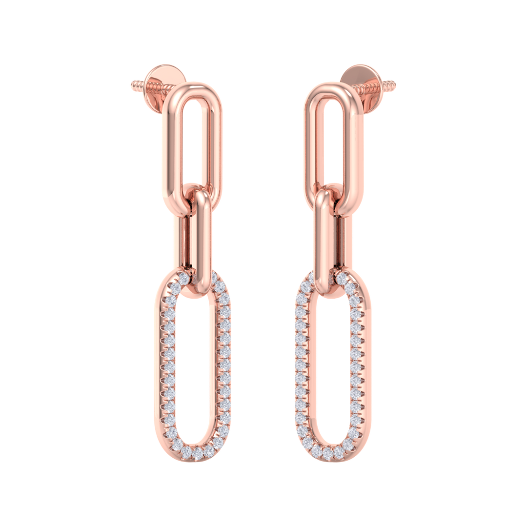 Diamond chain link earrings in white gold with white diamonds of 0.25 ct in weight