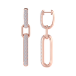 Load image into Gallery viewer, Chunky diamond chain link earrings in yellow gold with white diamonds of 0.87 ct in weight