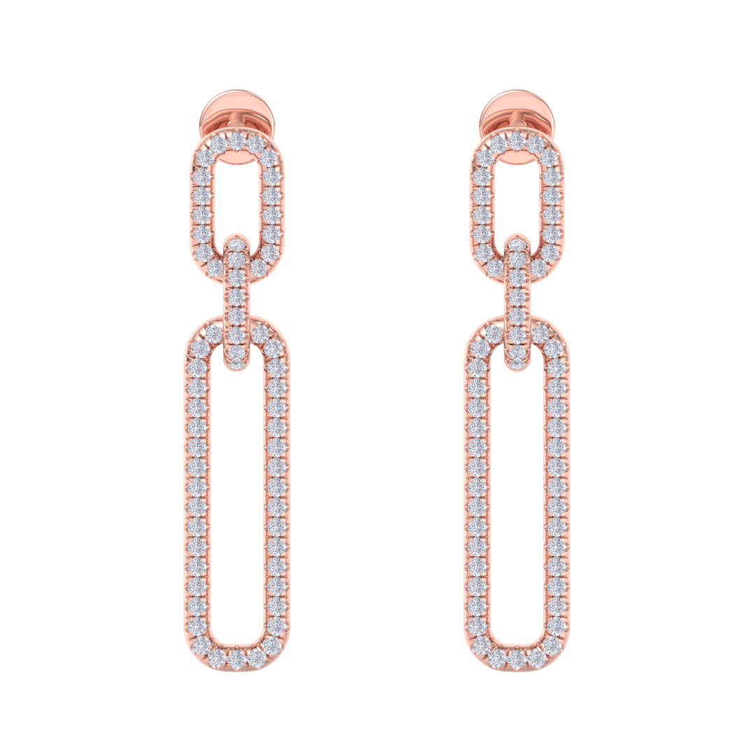 Diamond chain link earrings in white gold with white diamonds of 0.50 ct in weight