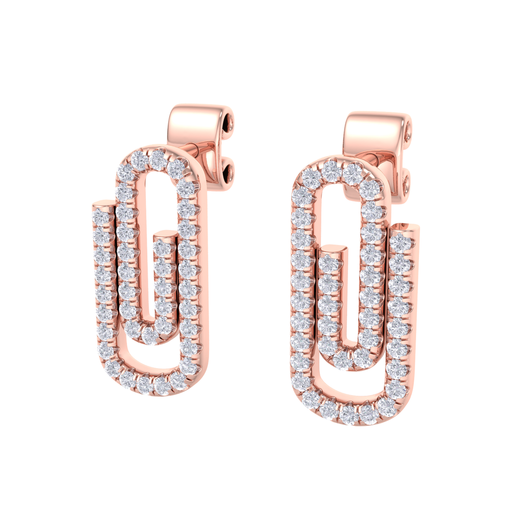 Diamond link earrings in rose gold with white diamonds of 0.33 ct in weight
