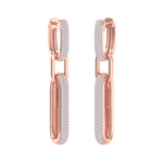 Load image into Gallery viewer, Chunky diamond chain link earrings in rose gold with white diamonds of 0.87 ct in weight