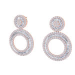 Load image into Gallery viewer, Round dangle earrings in rose gold with white diamonds of 7.27 ct in weight