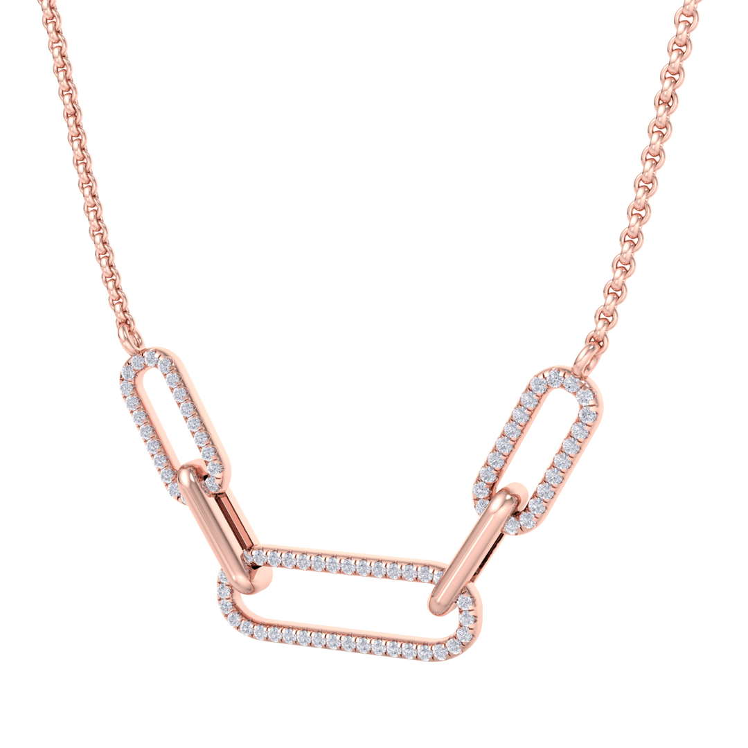 Diamond chain link necklace in yellow gold with white diamonds of 0.33 ct in weight