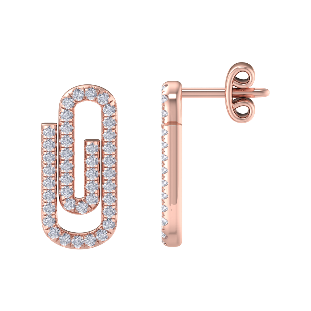 Diamond link earrings in rose gold with white diamonds of 0.33 ct in weight