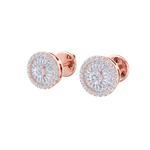 Load image into Gallery viewer, Halo earrings in rose gold with white diamonds of 0.55 ct in weight