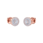 Load image into Gallery viewer, Halo earrings in rose gold with white diamonds of 0.55 ct in weight