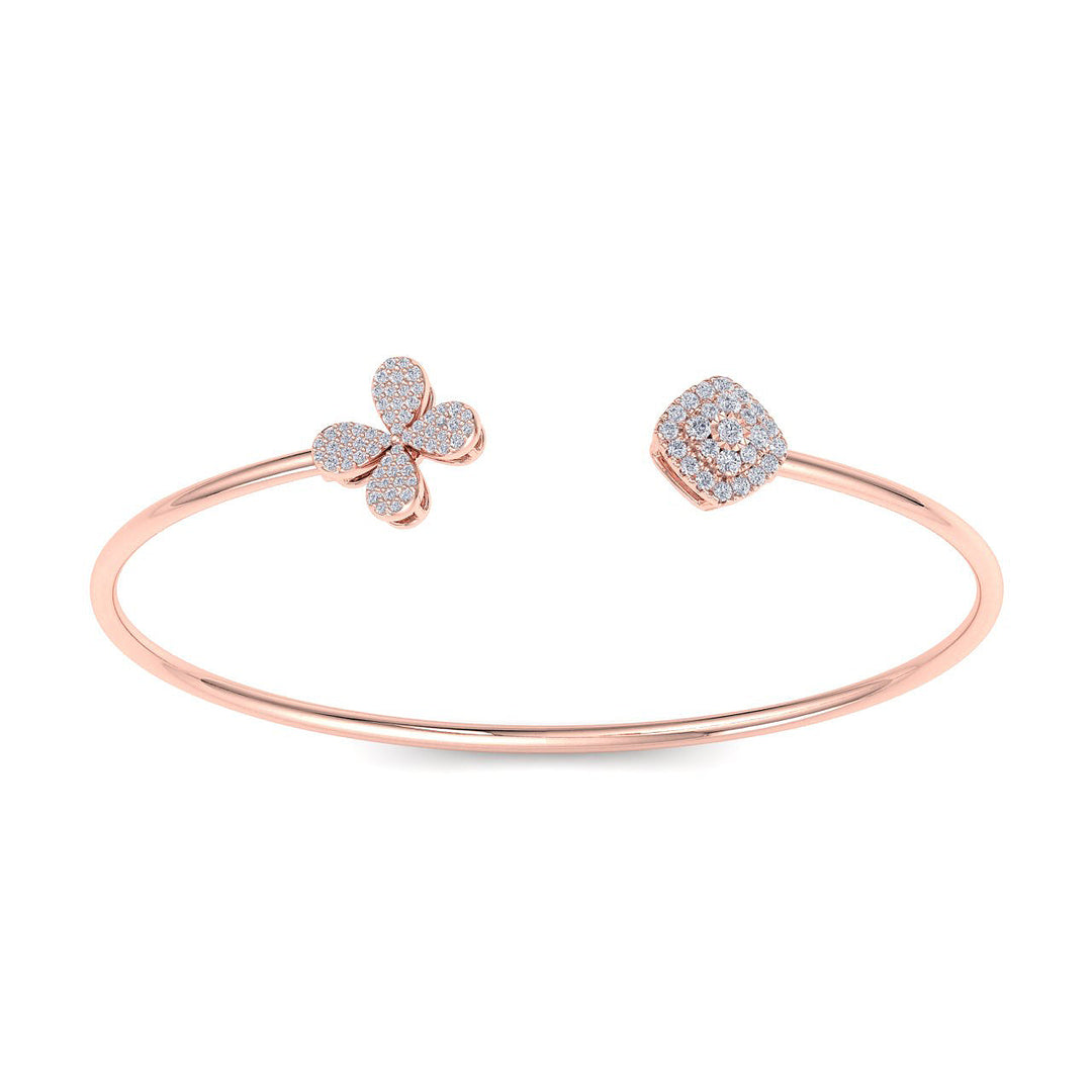 Cuff bracelet in rose gold with white diamonds of 0.52 ct in weight