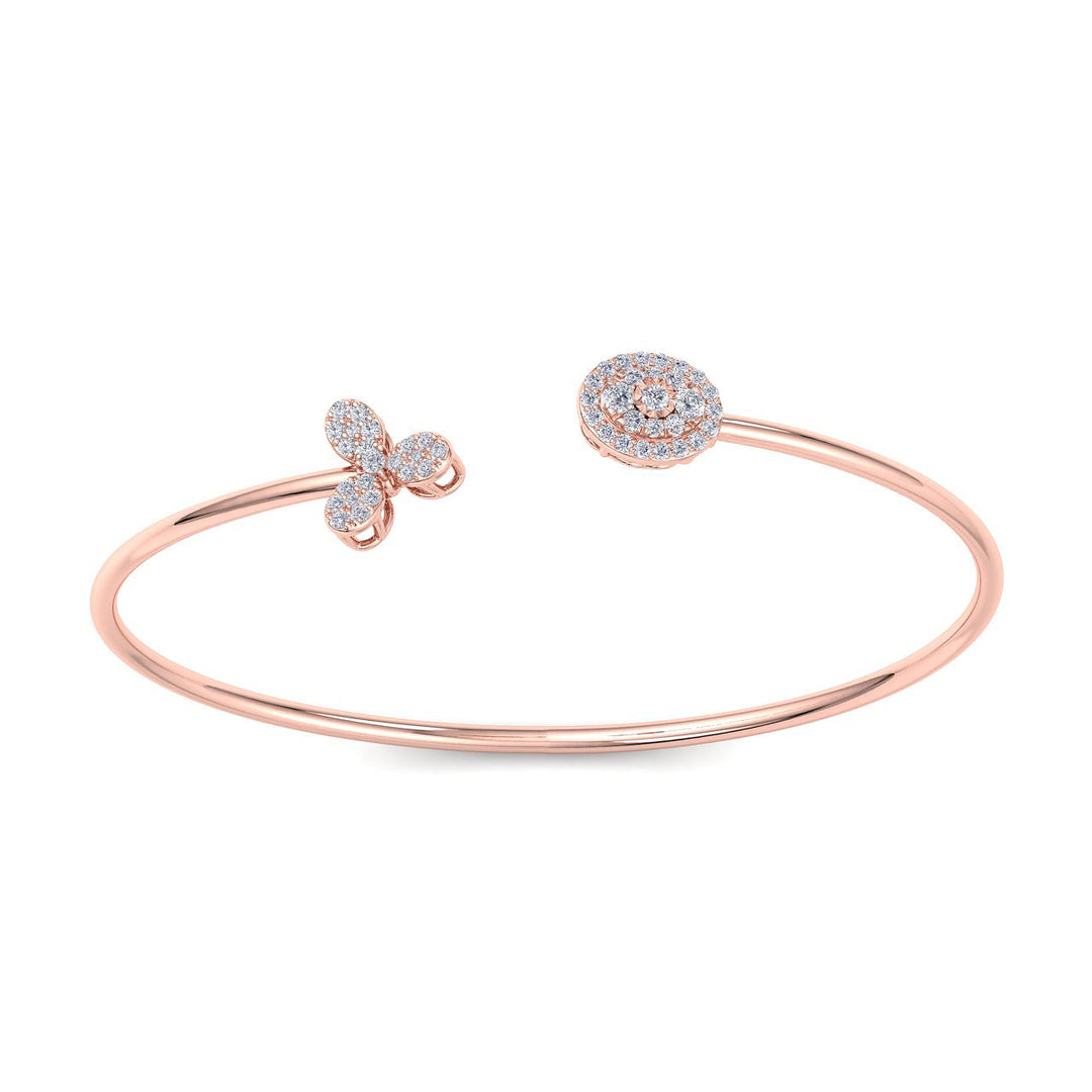 Cuff bracelet in rose gold with white diamonds of 0.48 ct in weight