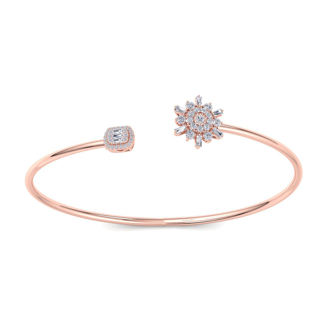 Cuff bracelet in rose gold with white diamonds of 0.62 ct in weight