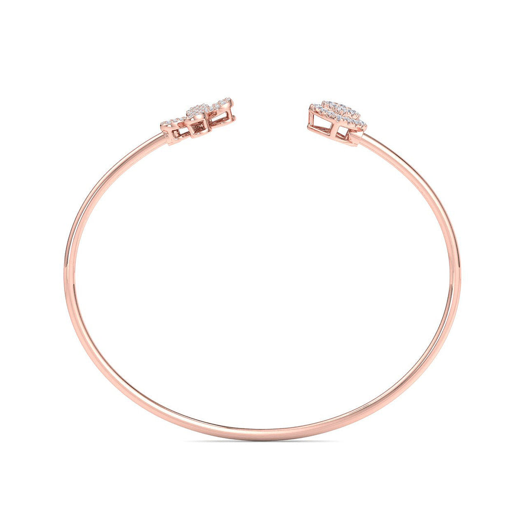 Cuff bracelet in rose gold with white diamonds of 0.52 ct in weight