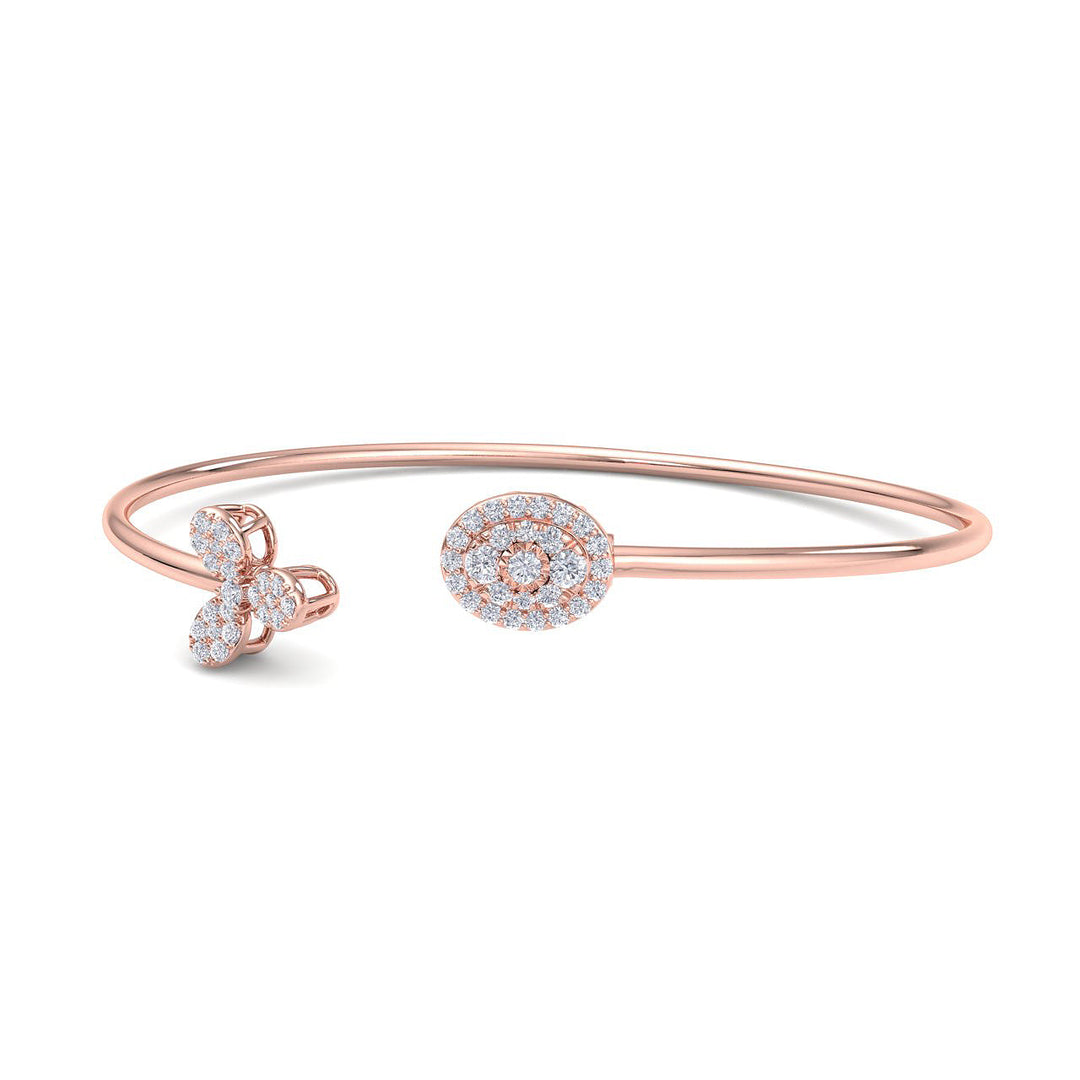Cuff bracelet in rose gold with white diamonds of 0.48 ct in weight