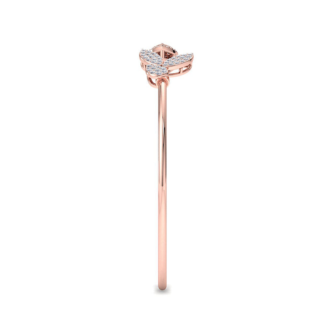 Cuff diamond bracelet in rose gold with white diamonds of 0.68 ct in weight
