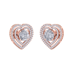 Load image into Gallery viewer, Heart earrings in rose gold with illusion white diamonds of 0.94 ct in weight
