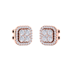 Load image into Gallery viewer, Square cluster stud earrings in yellow gold with white diamonds of 1.00 ct in weight