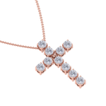 Load image into Gallery viewer, Diamond Cross Pendant in rose gold with white diamonds of 1.10 ct in weight