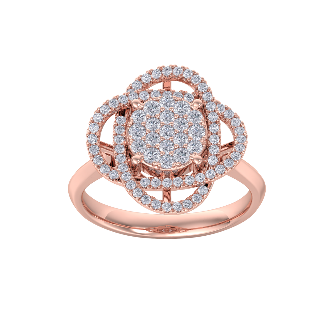 Intricate diamond ring in white gold with white diamonds of 0.63 ct in weight