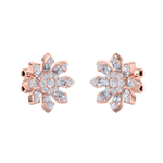 Load image into Gallery viewer, Small flower stud earrings in yellow gold with white diamonds of 0.59 ct in weight
