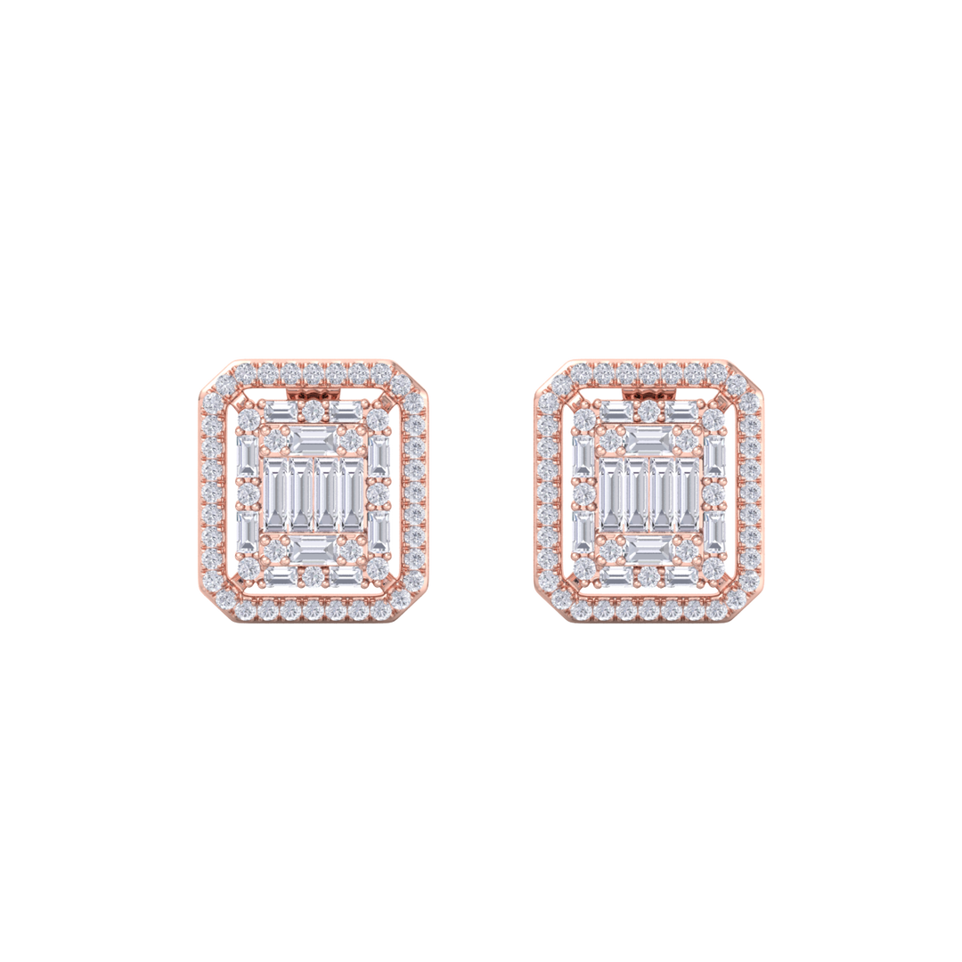 Beautiful Stud Earrings in white gold with white diamonds of 1.78 in weight