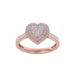 Load image into Gallery viewer, Heart cluster diamond ring in yellow gold with white diamonds of 0.50 ct in weight