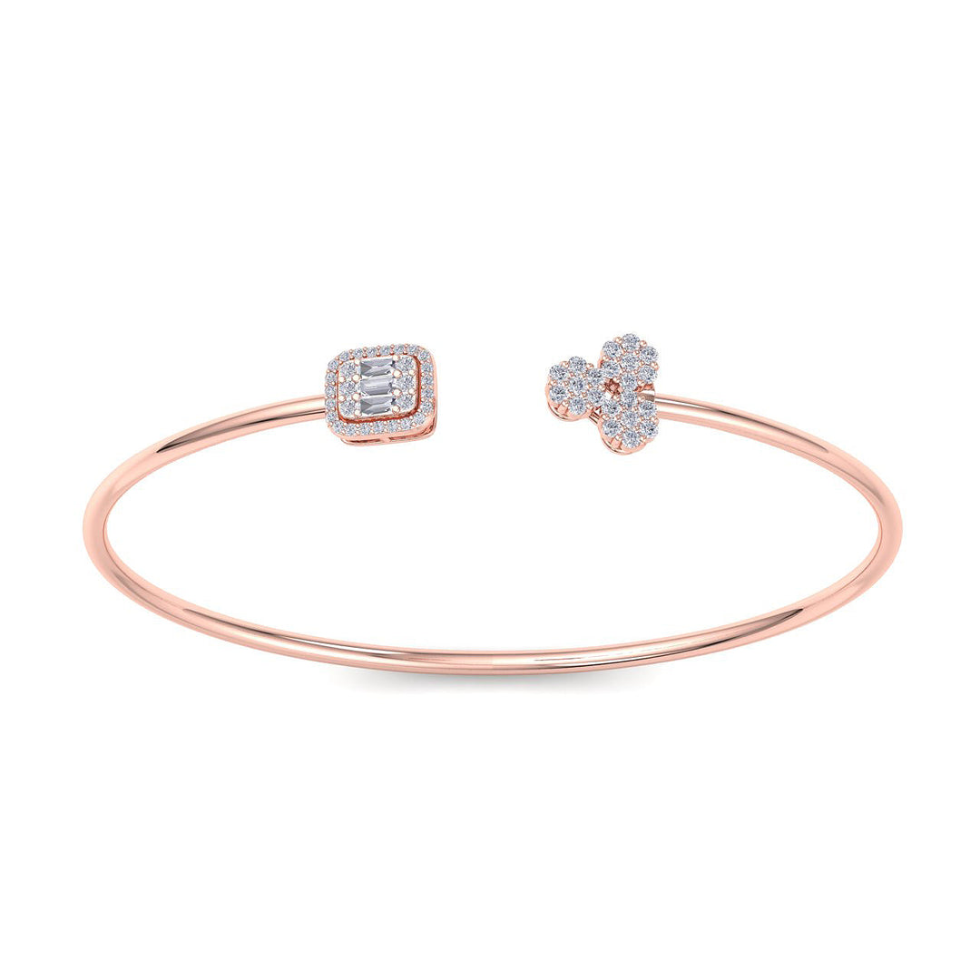 Cuff bracelet in rose gold with white diamonds of 0.58 ct in weight