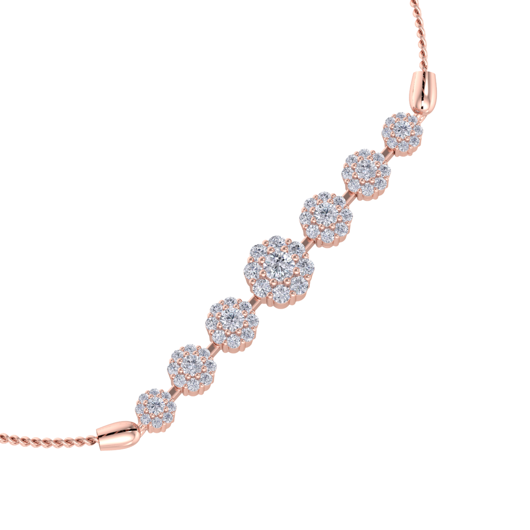 Diamond bolo bracelet in rose gold with white diamonds of 0.86 ct in weight
