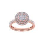 Load image into Gallery viewer, Round cluster diamond ring in rose gold with white diamonds of 0.63 ct in weight