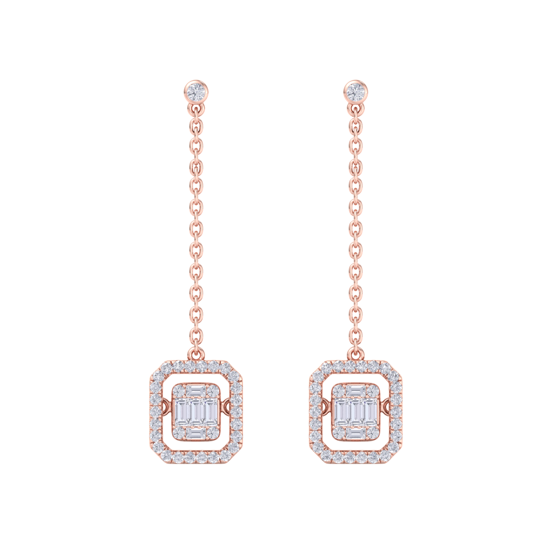 Diamond drop earrings in yellow gold with white diamonds of 0.69 ct in weight