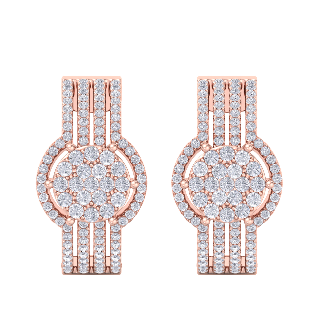 Beautiful Stud Earrings in rose gold with white diamonds of 1.12 in weight