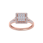 Load image into Gallery viewer, Square cluster engagement diamond ring in white gold with white diamonds of 0.61 ct in weight