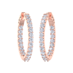 Load image into Gallery viewer, Diamond eternity hoop earrings in rose gold with white diamonds of 2.92 ct in weight